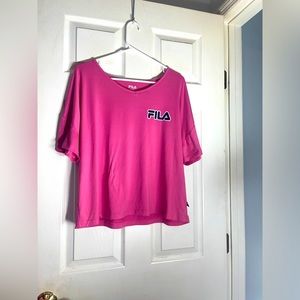 FILA’s pink oversized comfy soft and stretchy sleepwear crop top size LARGE